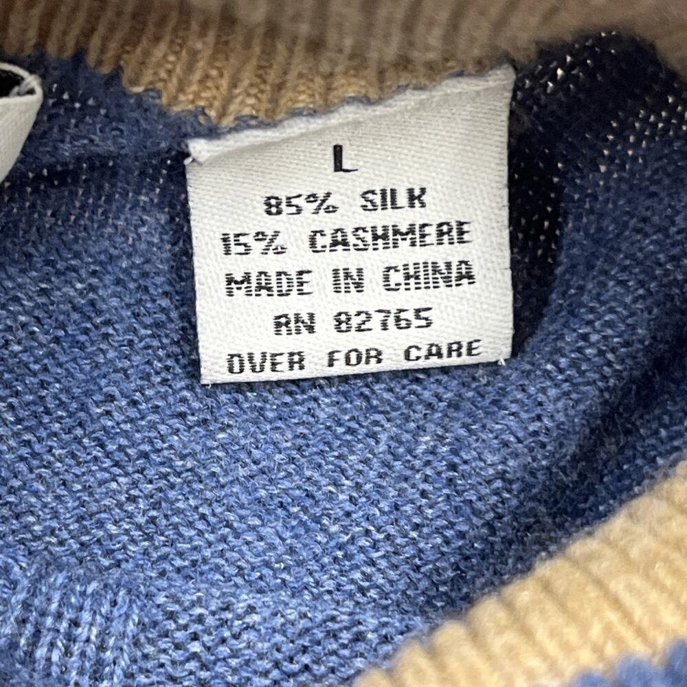 Bachrach Silk Cashmere Mock Neck Sweater Mens Large Blue Soft Preppy Old Money - Picture 4 of 11